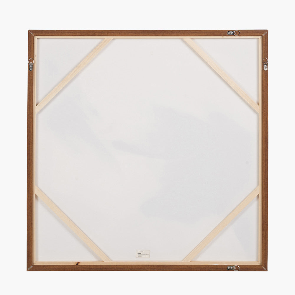 Monochrome Abstract Square Canvas with Oak Effect Frame