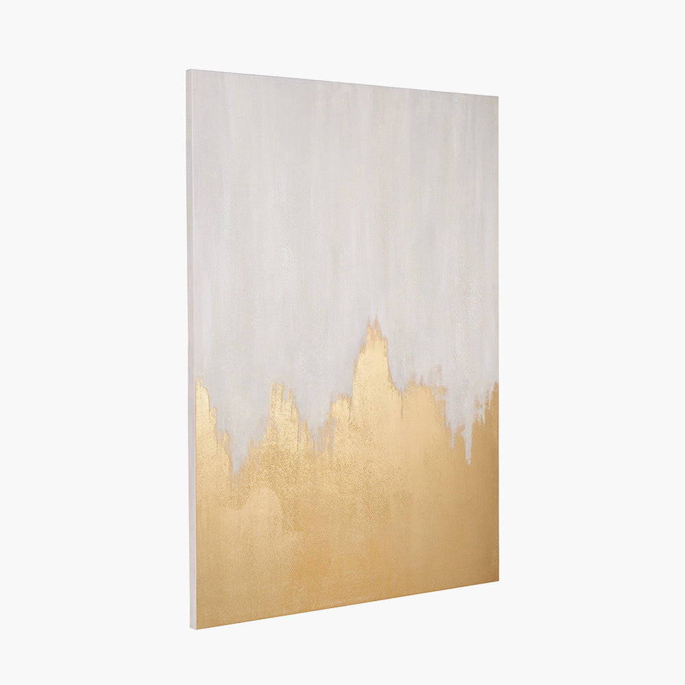 White and Gold Abstract Frameless Canvas