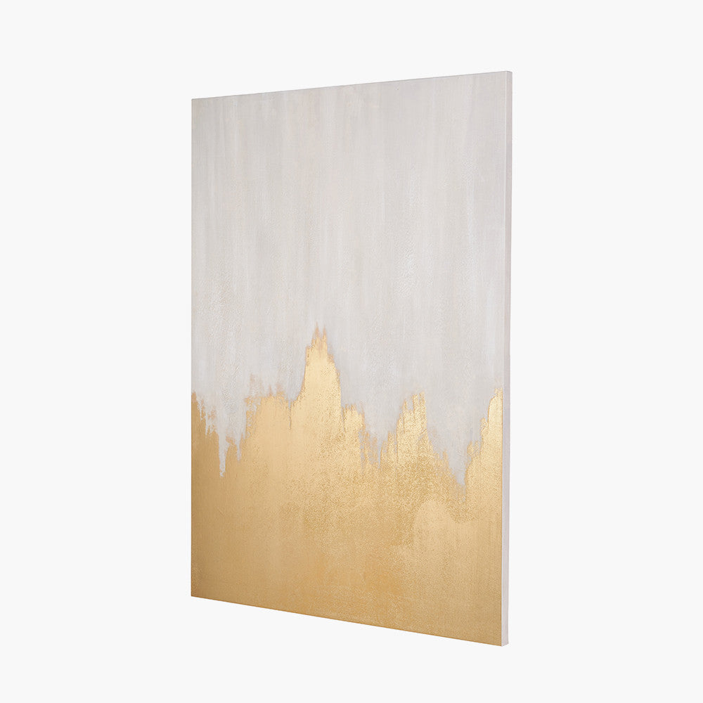 White and Gold Abstract Frameless Canvas