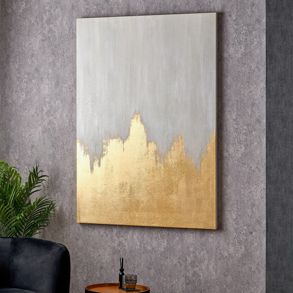 White and Gold Abstract Frameless Canvas