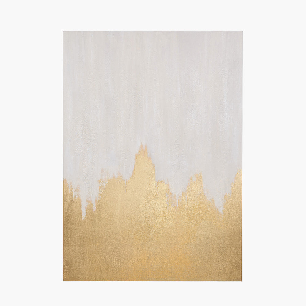 White and Gold Abstract Frameless Canvas