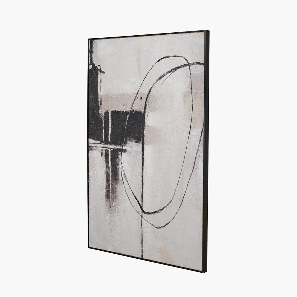 Monochrome Abstract Canvas with Black Frame