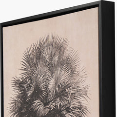 S/3 Natural and Black Palm Tree Print Canvases with Black Frames