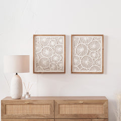 S/2 Cut Out Pattern Natural Paper Design Wall Art with Natural Frames