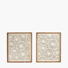 S/2 Cut Out Pattern Natural Paper Design Wall Art with Natural Frames