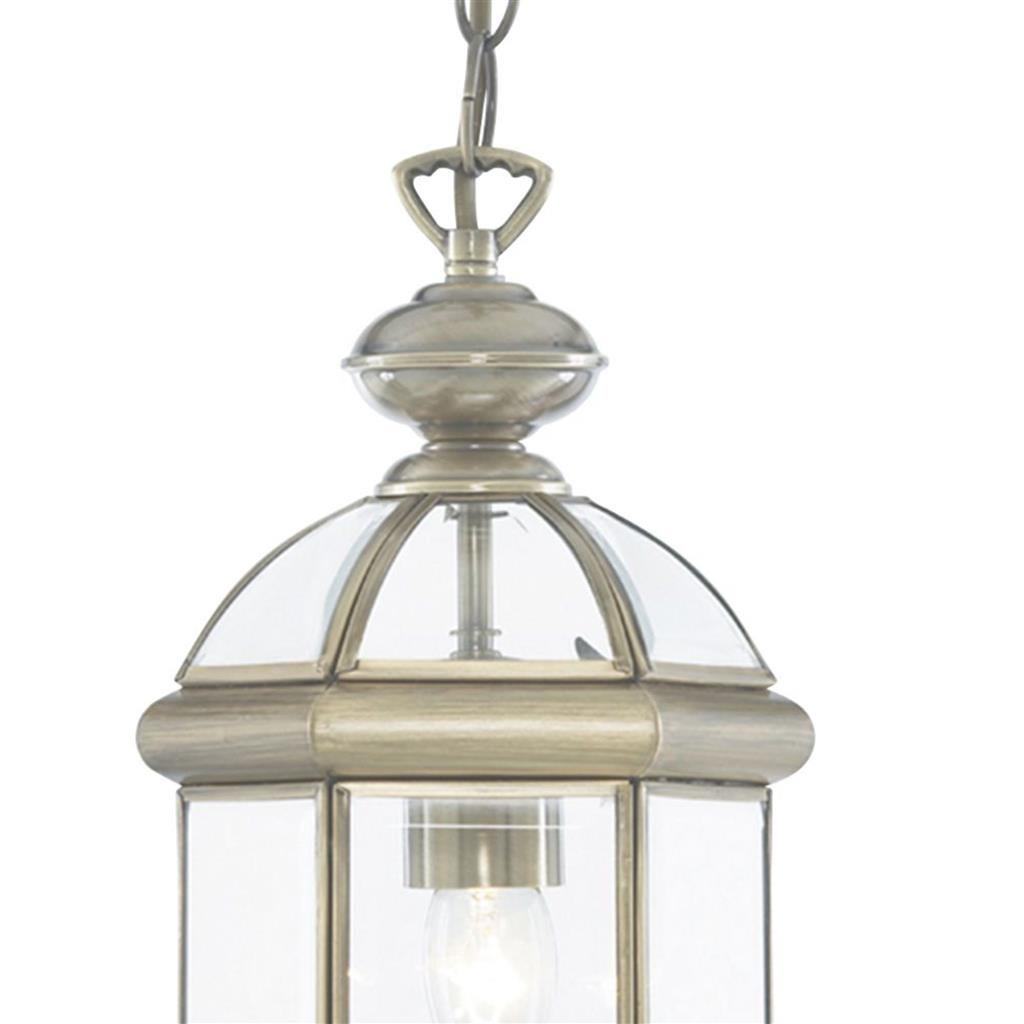 Bevelled Lantern Domed Pendant - Antique Brass/Chrome/ & Glass