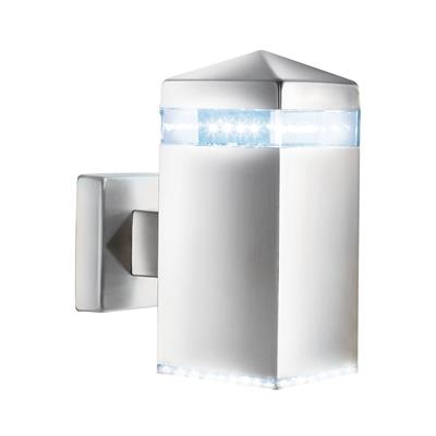 INDIA 32LT LED OUTDOOR WALL LIGHT SATIN SILVER, IP44