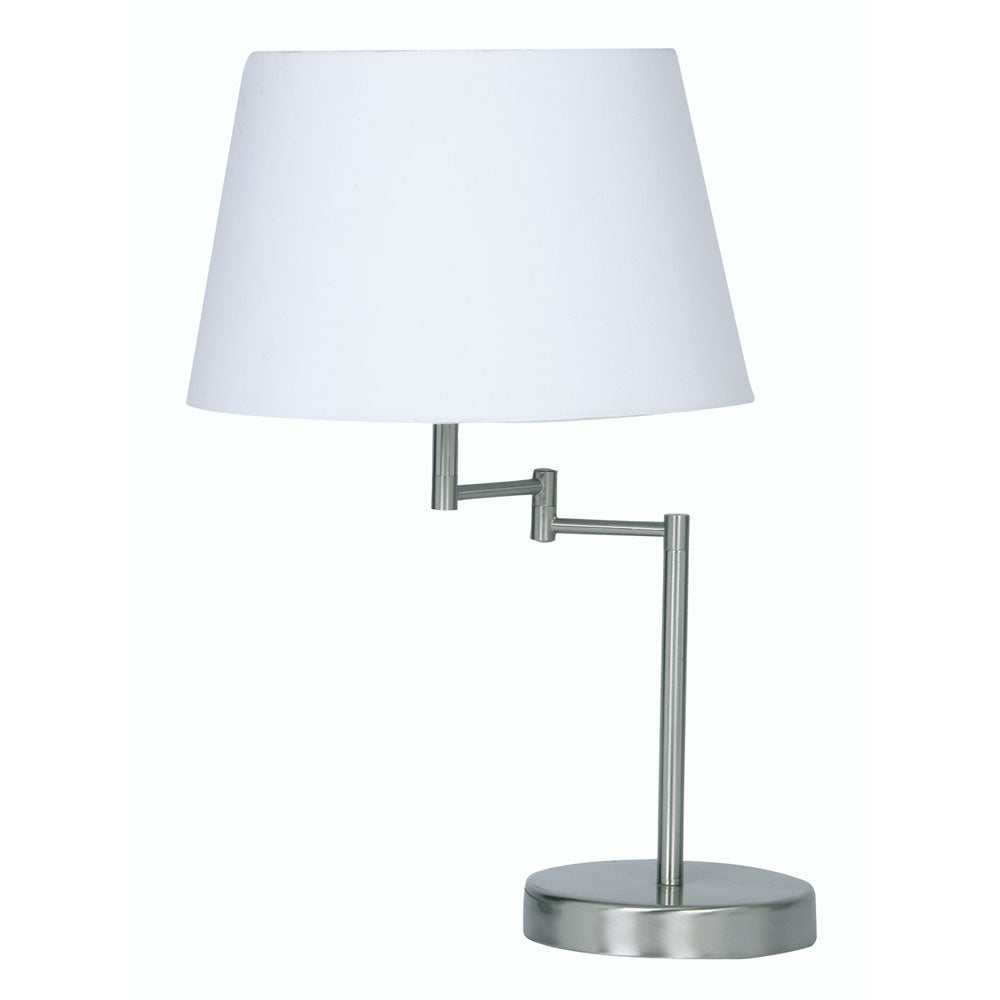 Armada Double Swing Arm Table Lamp- Satin Chrome/ Polished Brass Finishes