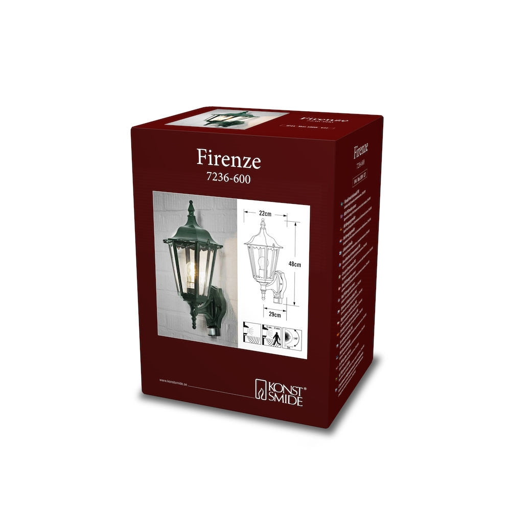 Firenze Up Light PIR Green/Black/White E27 IP44