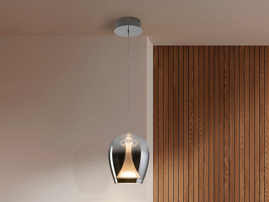 Suspiro Pendant Light- Chrome Smokey/ Golden Amber Finishes