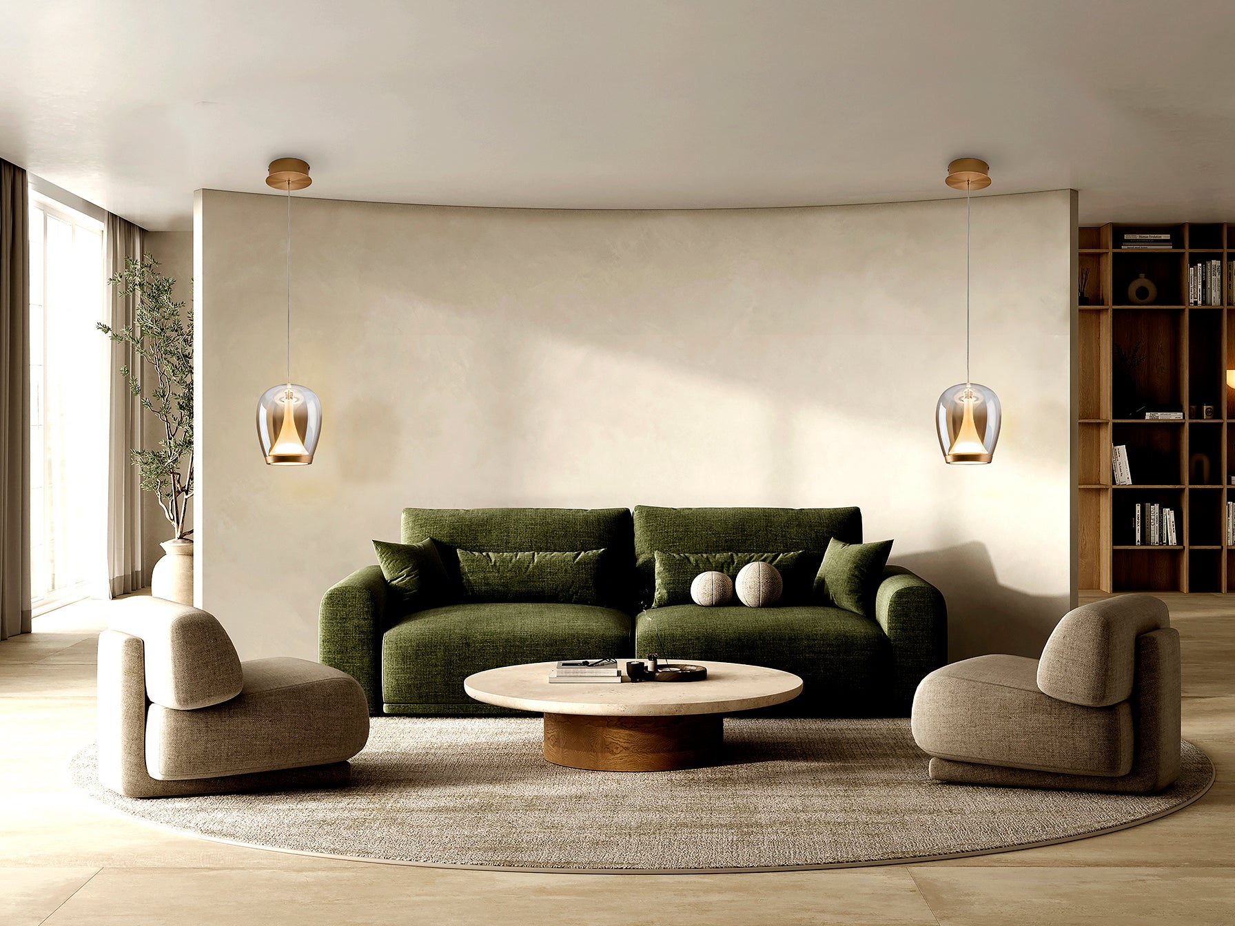 Suspiro Pendant Light- Chrome Smokey/ Golden Amber Finishes