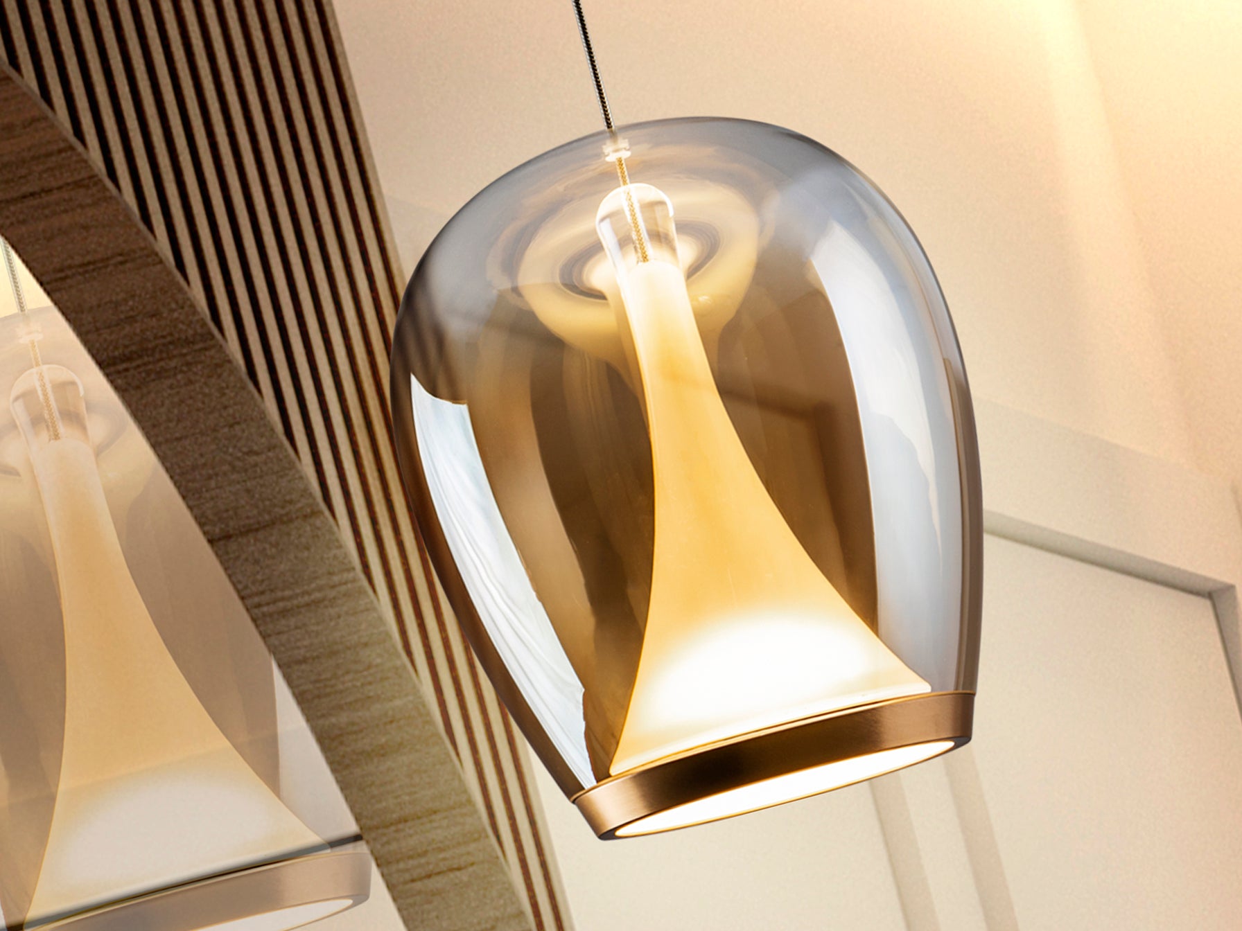 Suspiro Pendant Light- Chrome Smokey/ Golden Amber Finishes