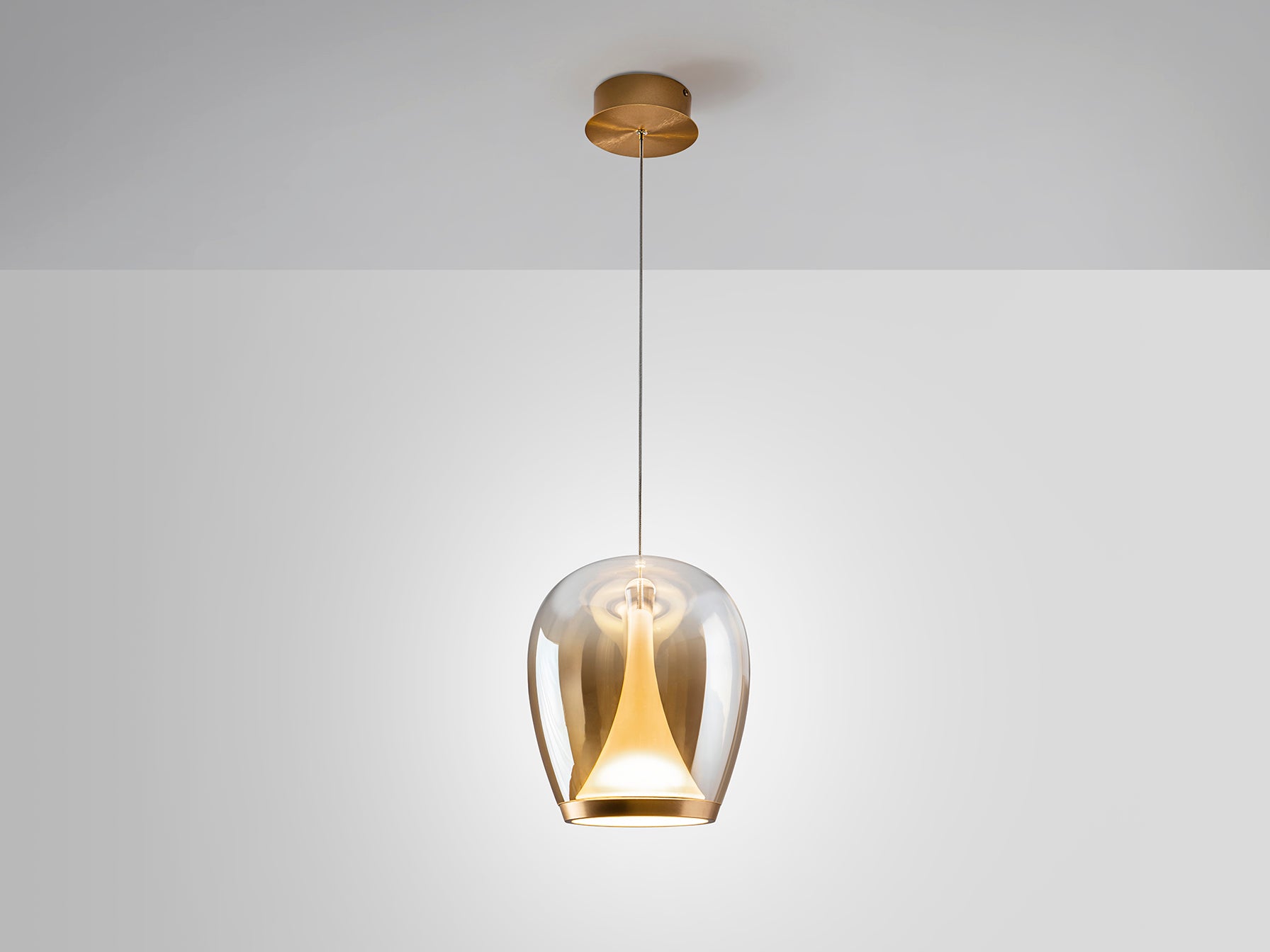Suspiro Pendant Light- Chrome Smokey/ Golden Amber Finishes