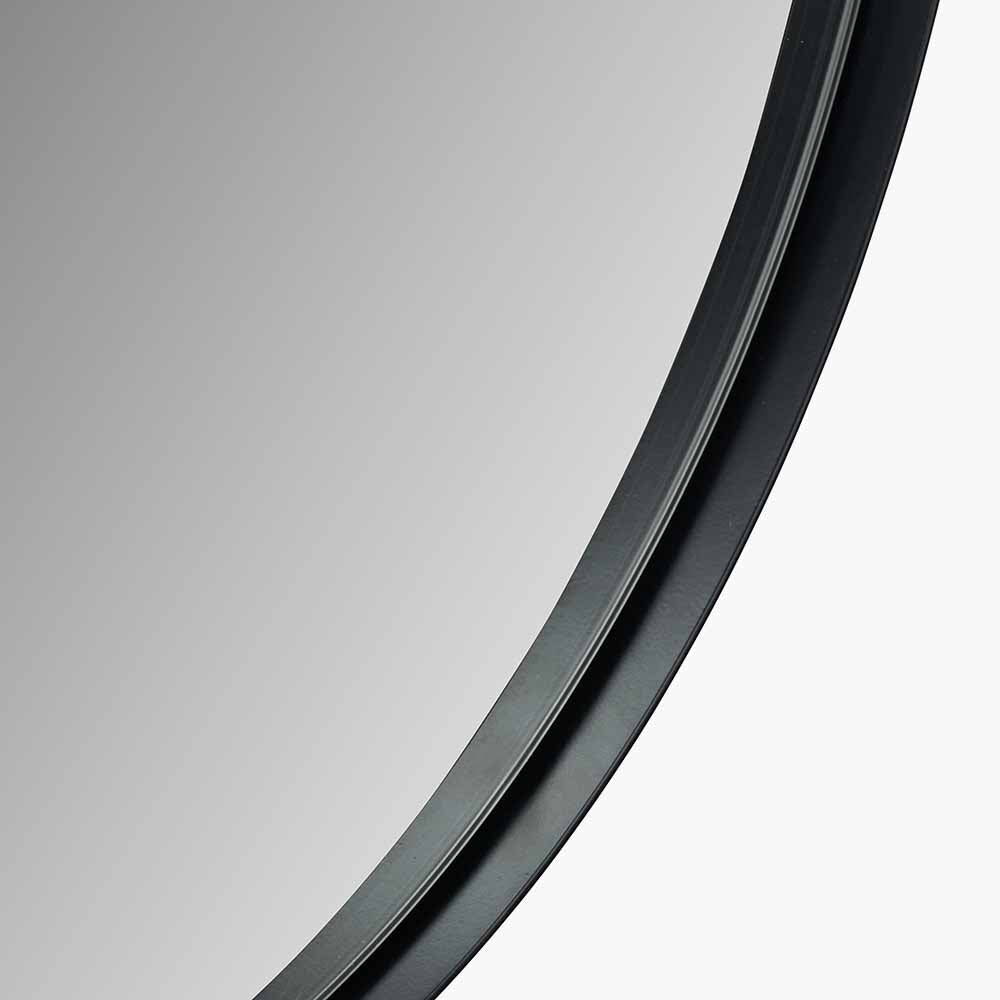 Black Metal Slim Frame Round Wall Mirror - Various Sizes