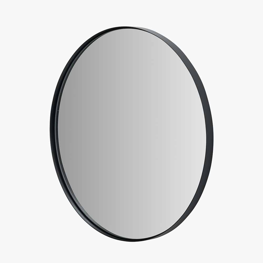 Black Metal Slim Frame Round Wall Mirror - Various Sizes