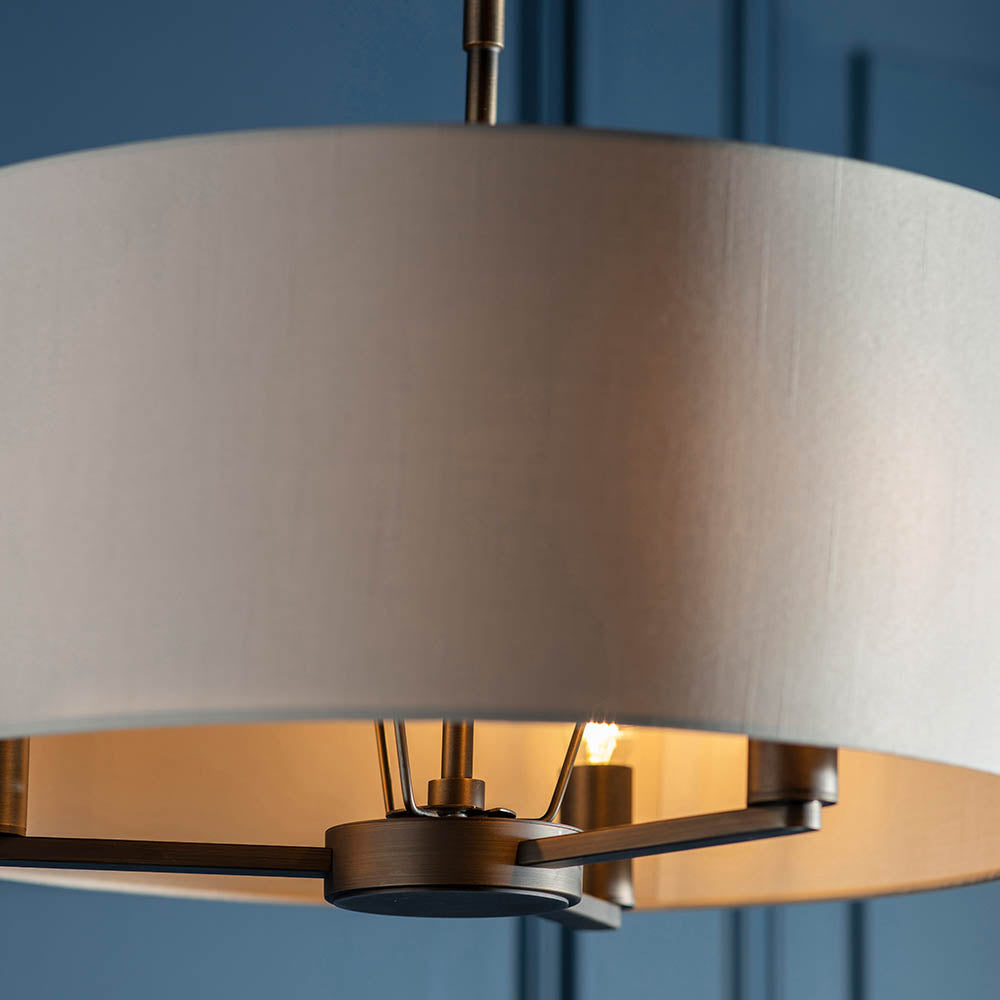 Alistair 3Lt Shaded Pendant - Antique Bronze / Matt Nickel