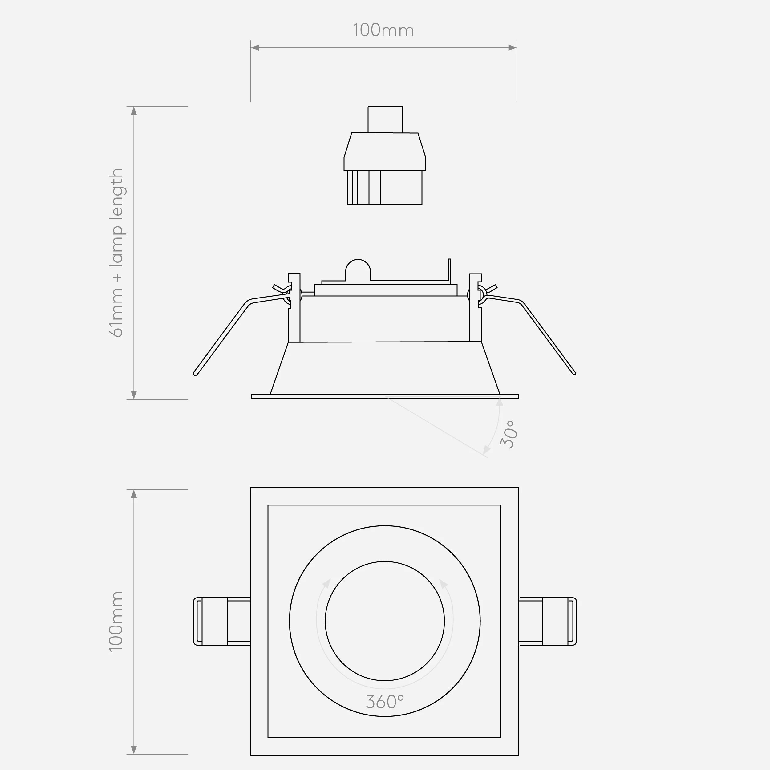 Minima Adjustable Round/Square Downlight - Black/White