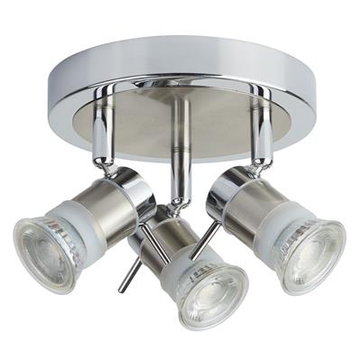 Aries 3 Lt Led Round Spotlight - Chrome, Satin Silver, Ip44