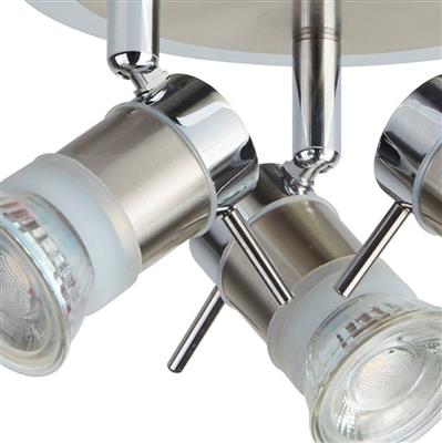 Aries 3 Lt Led Round Spotlight - Chrome, Satin Silver, Ip44