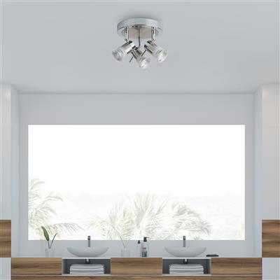 Aries 3 Lt Led Round Spotlight - Chrome, Satin Silver, Ip44