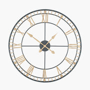 Antique Bronze and Gold Metal Round Wall Clock Large