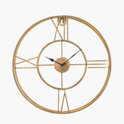 Double Framed Wall Clock - Gold Metal Finish