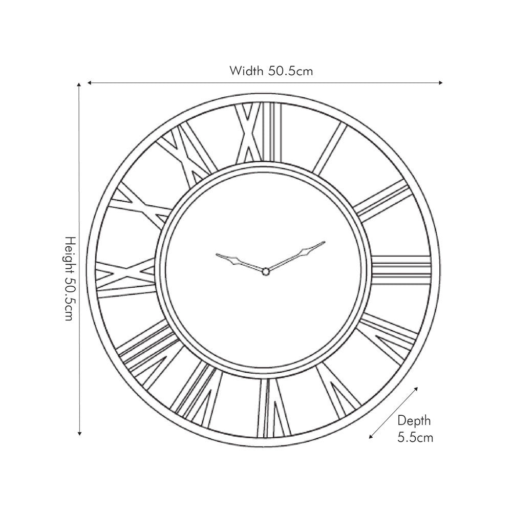 Round Wall Clock - Antique Brass Finish