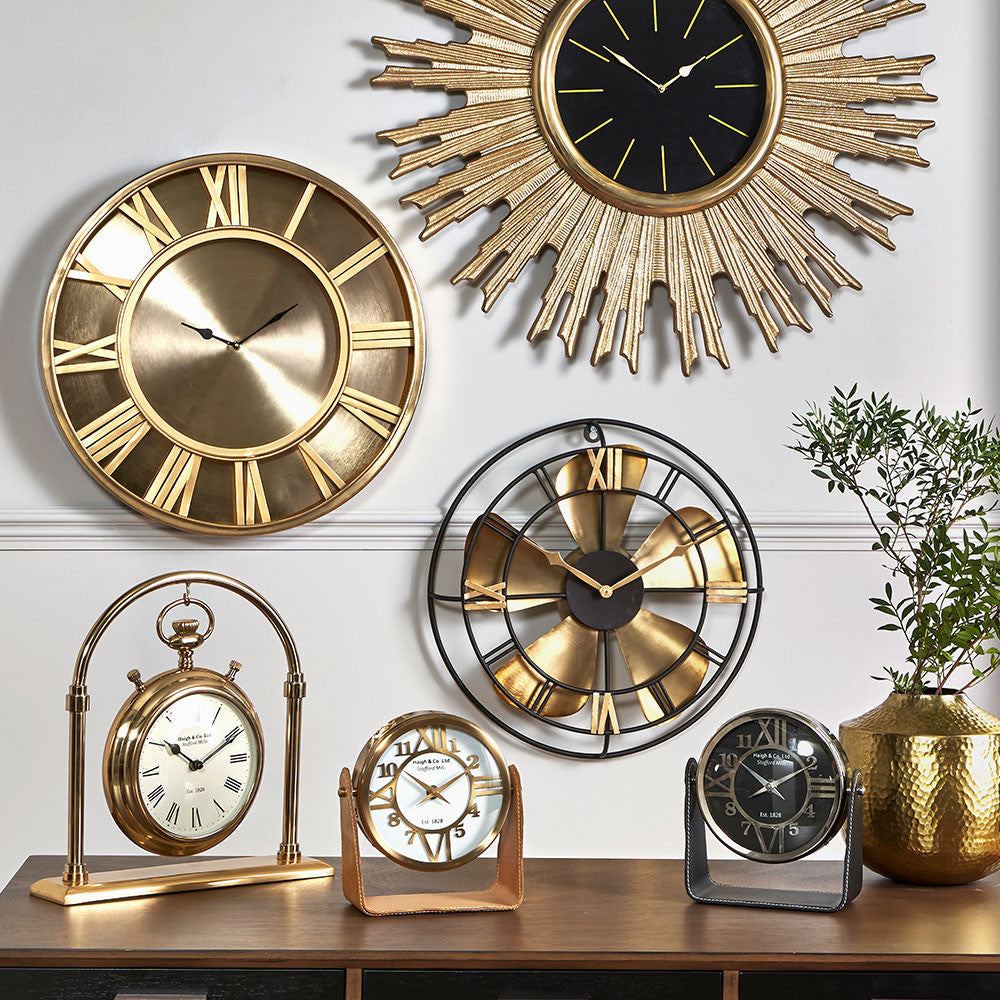 Round Wall Clock - Antique Brass Finish