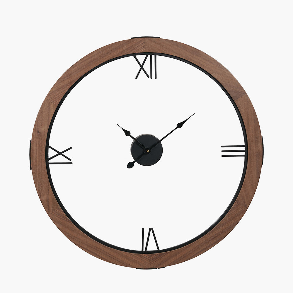 Vermont Light Walnut Wood Veneer Round Wall Clock