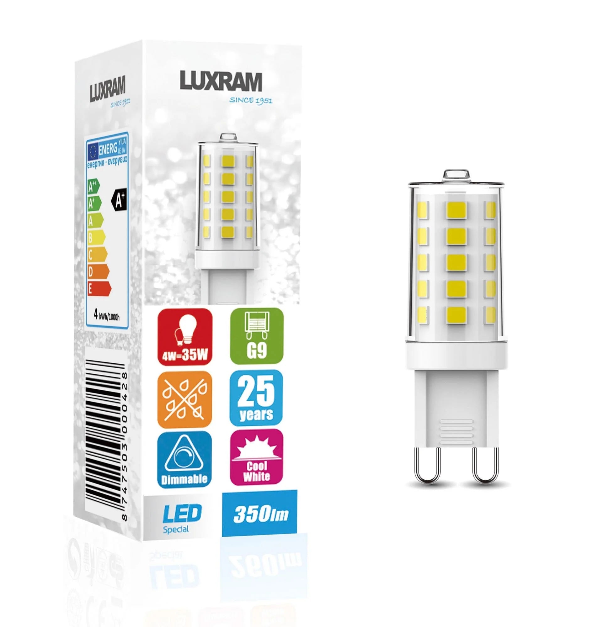 Luxram Pixy LED G9, 350lm, 4W, 4000K LED Bulb