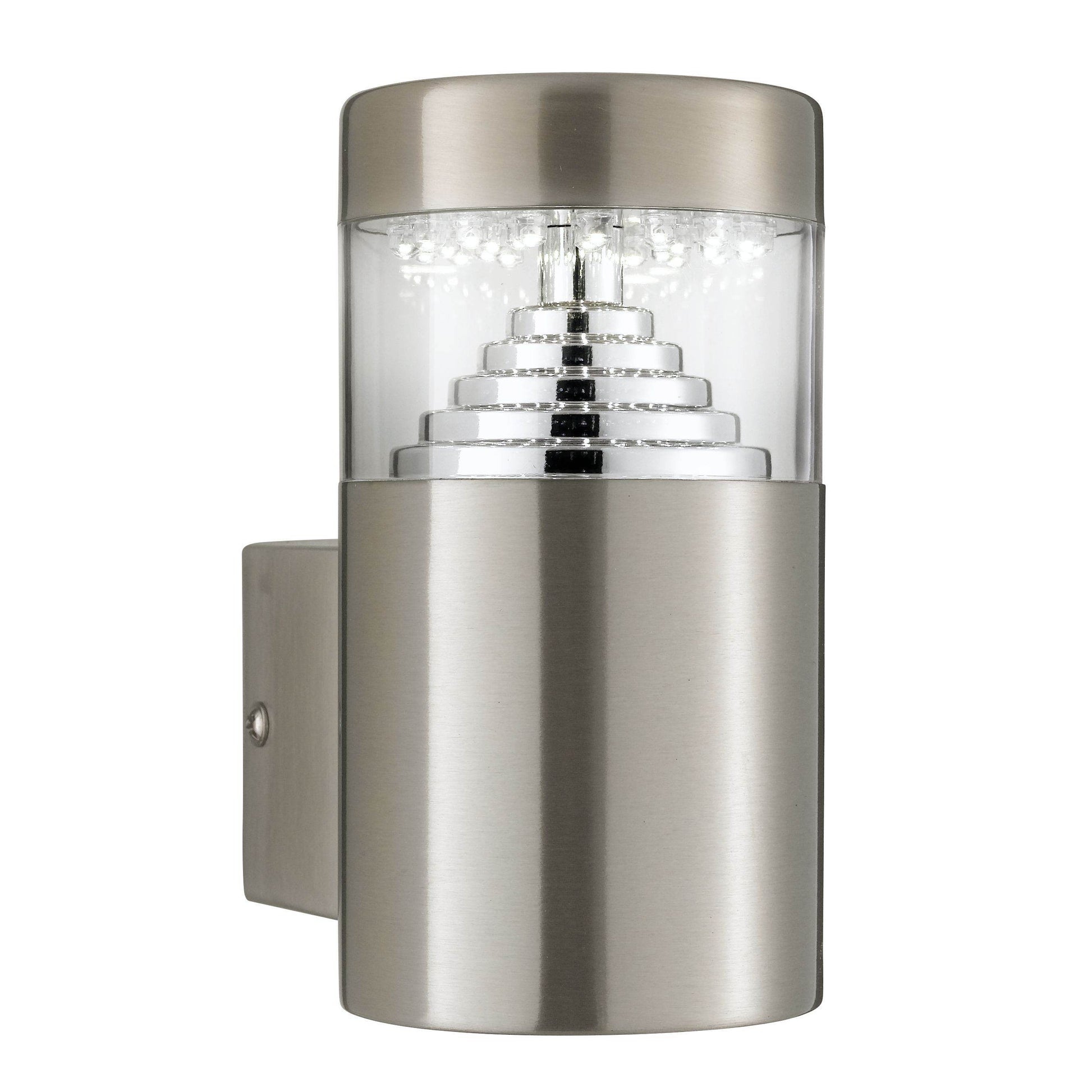 7508STAINLESS STEEL IP44 30 LED OUTDOOR WALL LIGHT WITH CLEAR POLYCARBONATE DIFFUSER - Cusack Lighting