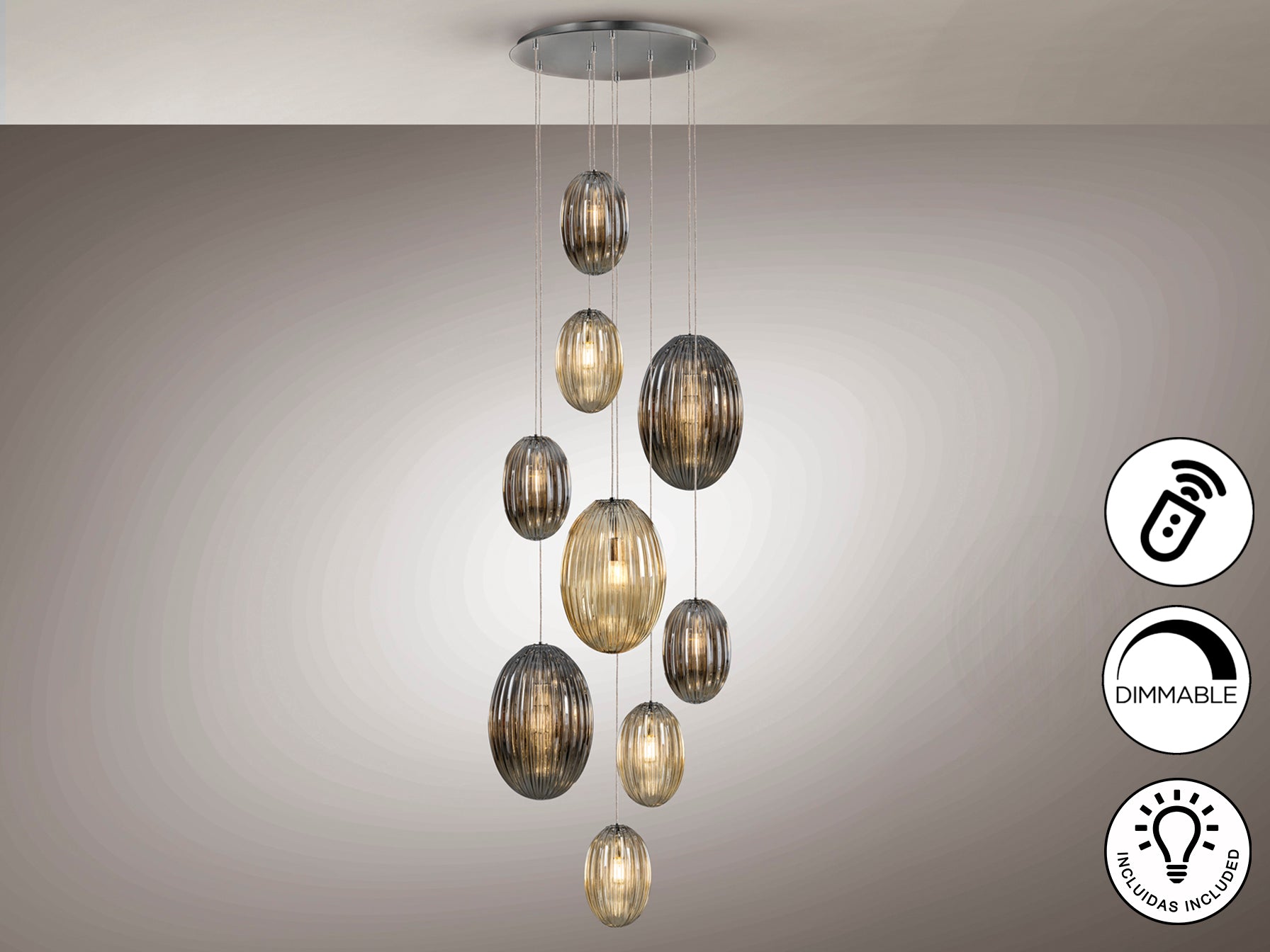 Ovila 9Lt/ 13Lt Ceiling Light- Smoke, Cognac, Brandy Finishes
