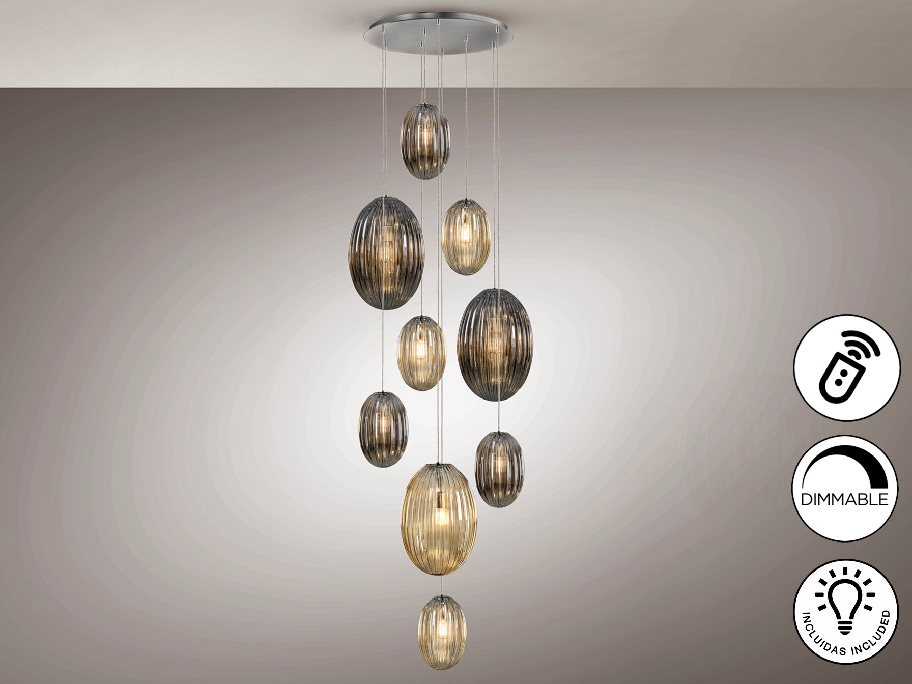 Ovila 9Lt/ 13Lt Ceiling Light- Smoke, Cognac, Brandy Finishes