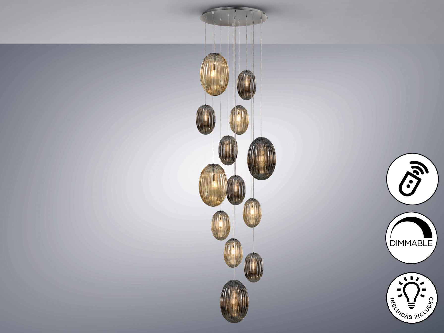 Ovila 9Lt/ 13Lt Ceiling Light- Smoke, Cognac, Brandy Finishes