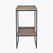 Gallery Natural Wood Veneer and Black Metal Side Table