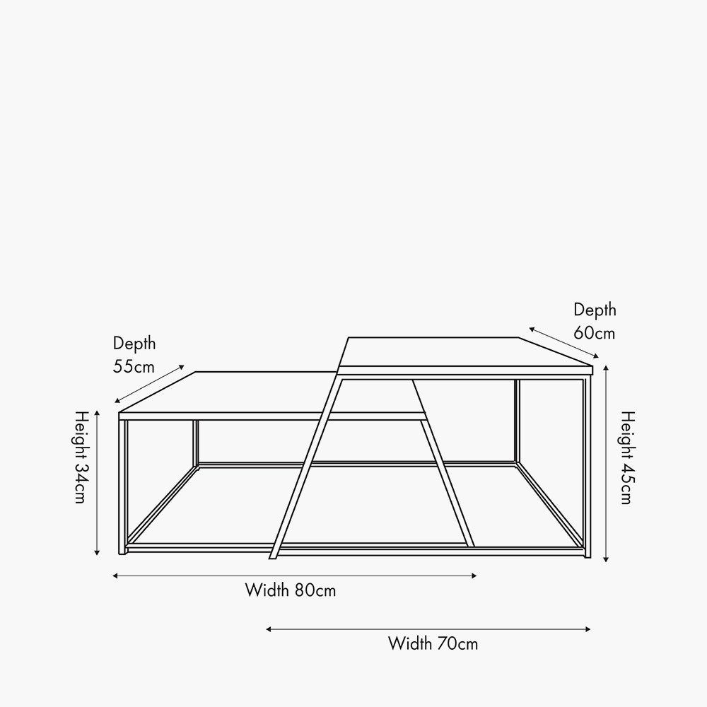 S/2 Mashiko Black Ash Veneer and Black Metal Coffee Tables