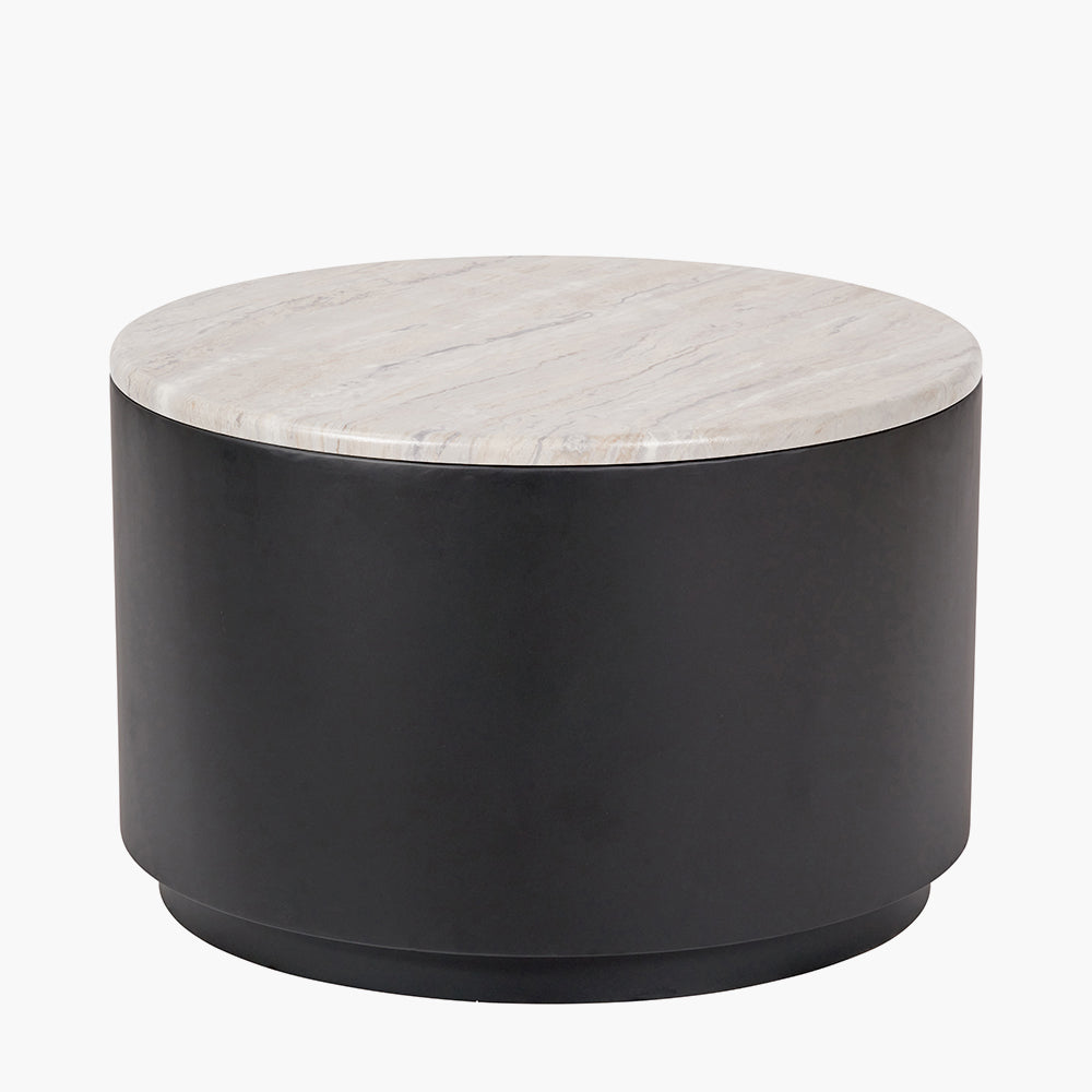 Remy White Marble Effect and Black Metal Storage Coffee Table