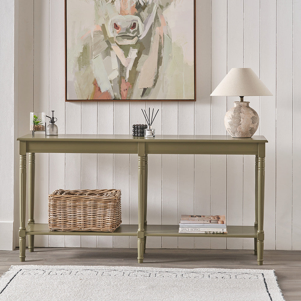 Heritage Large Console Table - Olive Pine Wood
