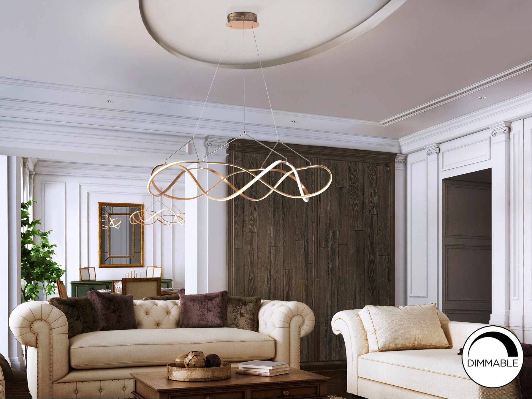 Molly LED Linear Pendant - Rose Gold/Chrome