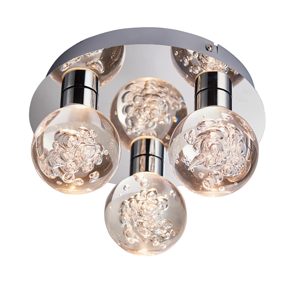 Venture 3/5Lt Flush Bathroom Ceiling Light IP44 - Chrome