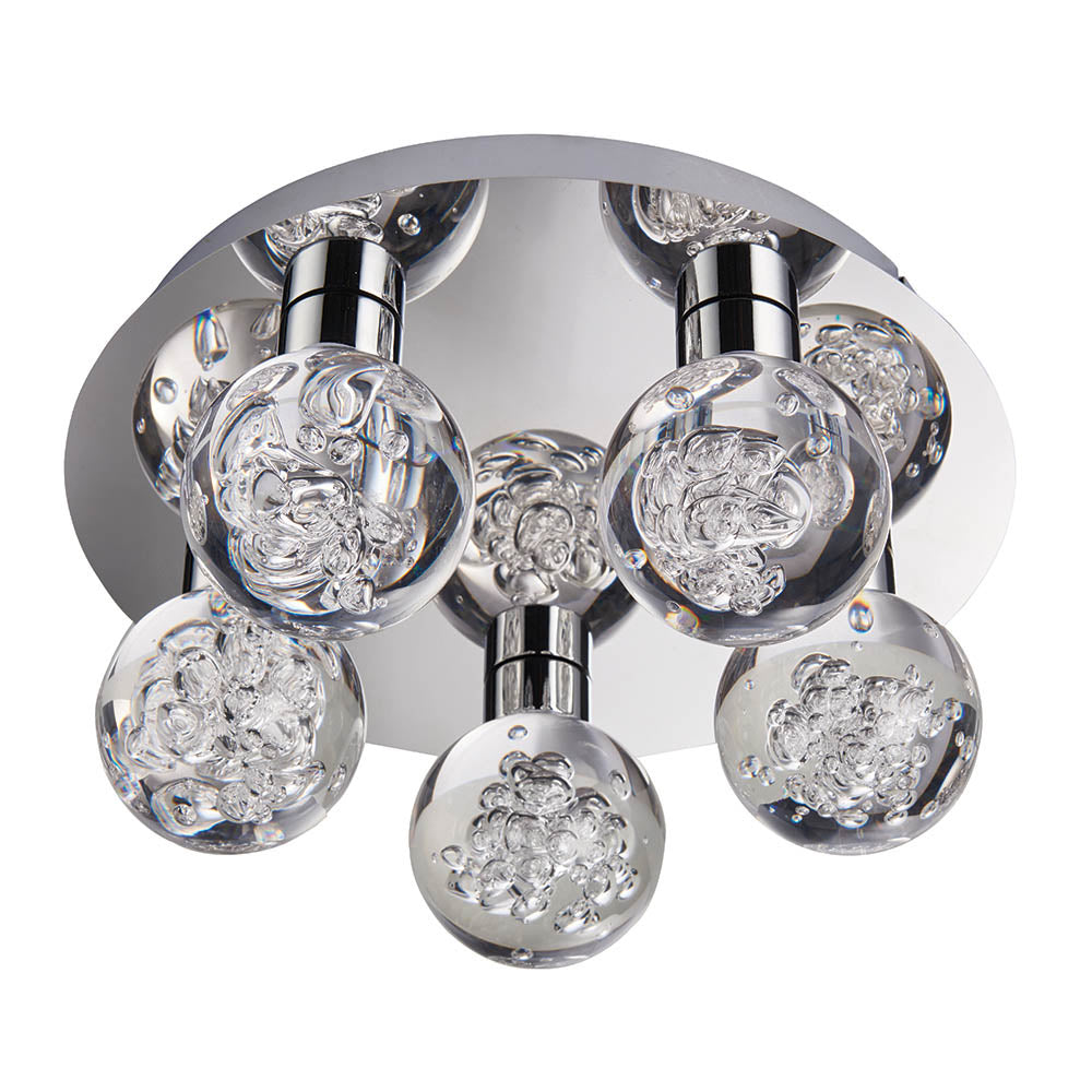 Venture 3/5Lt Flush Bathroom Ceiling Light IP44 - Chrome