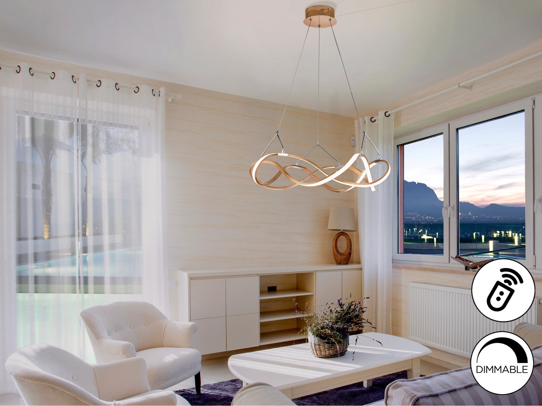 Molly LED Linear Pendant - Rose Gold/Chrome