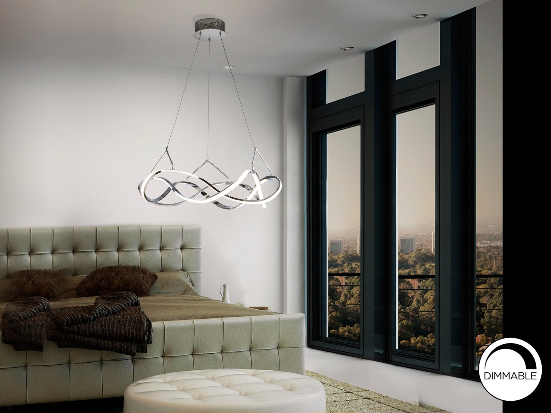 Molly LED Linear Pendant - Rose Gold/Chrome