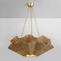 Hayworth 6Lt Chandelier - Gold & Natural Abaca Shade