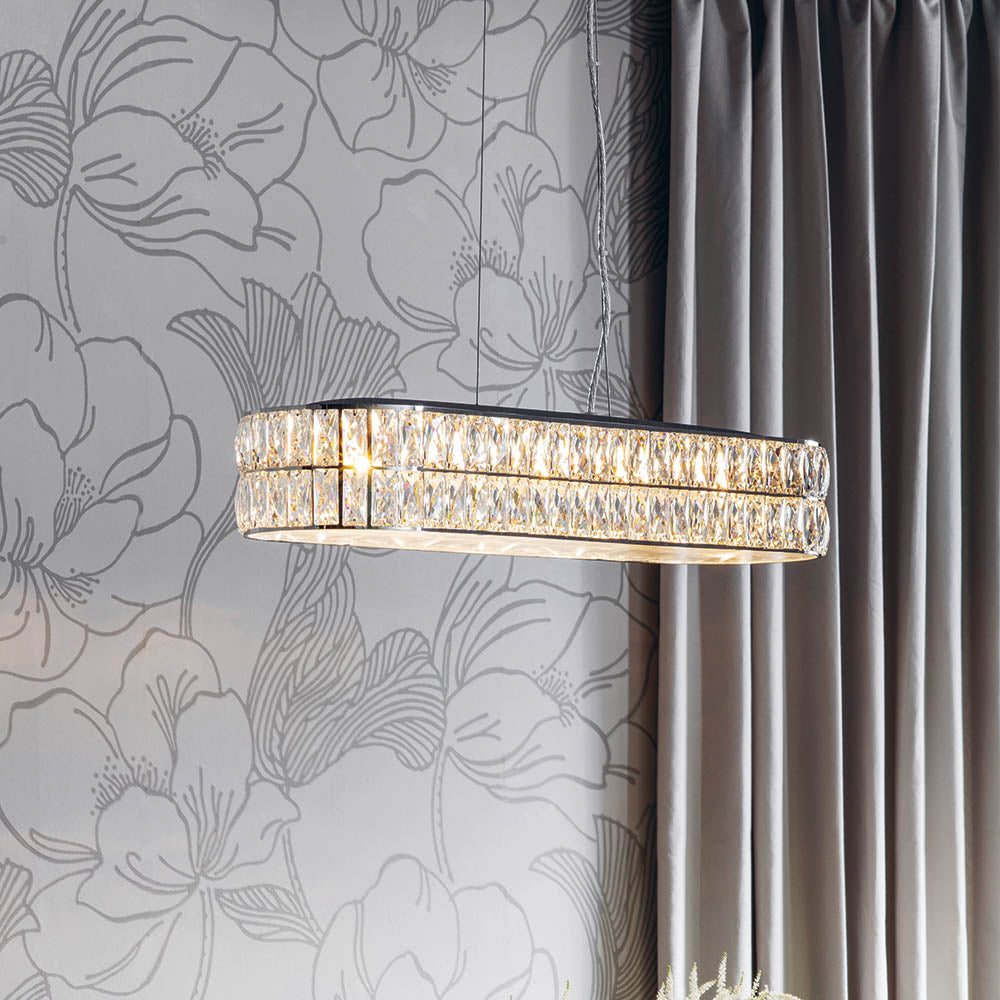 Verina 5lt Linear Pendant - Clear Crystal & Chrome