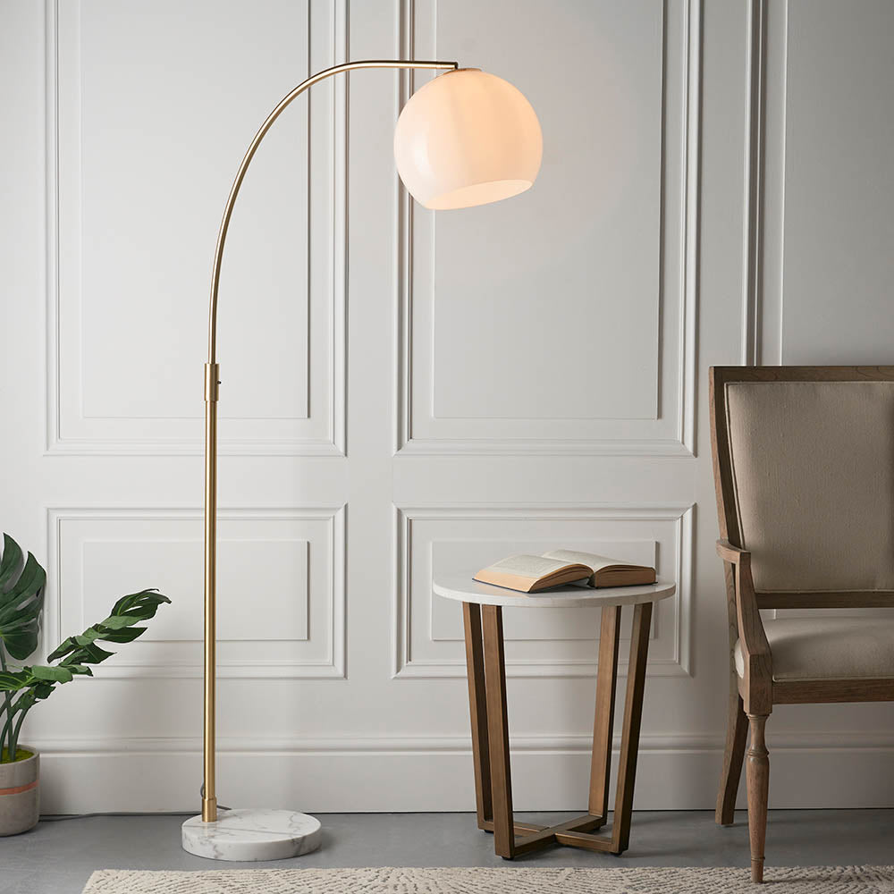 Lumora Floor Lamp - White Grey Base/Black Base E27