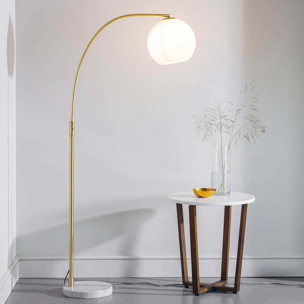 Lumora Floor Lamp - White Grey Base/Black Base E27