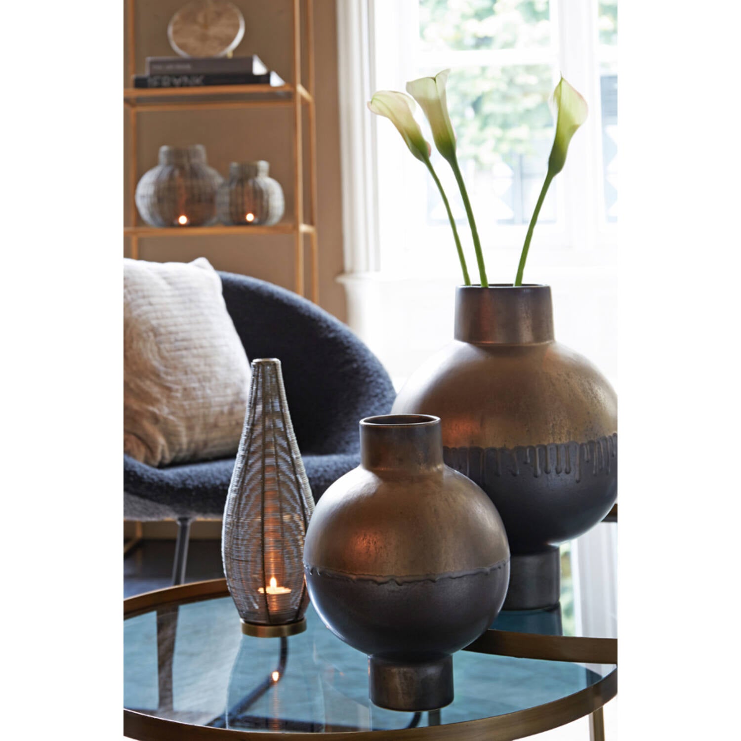 Suneka Large Tealight - Antique Bronze Finish