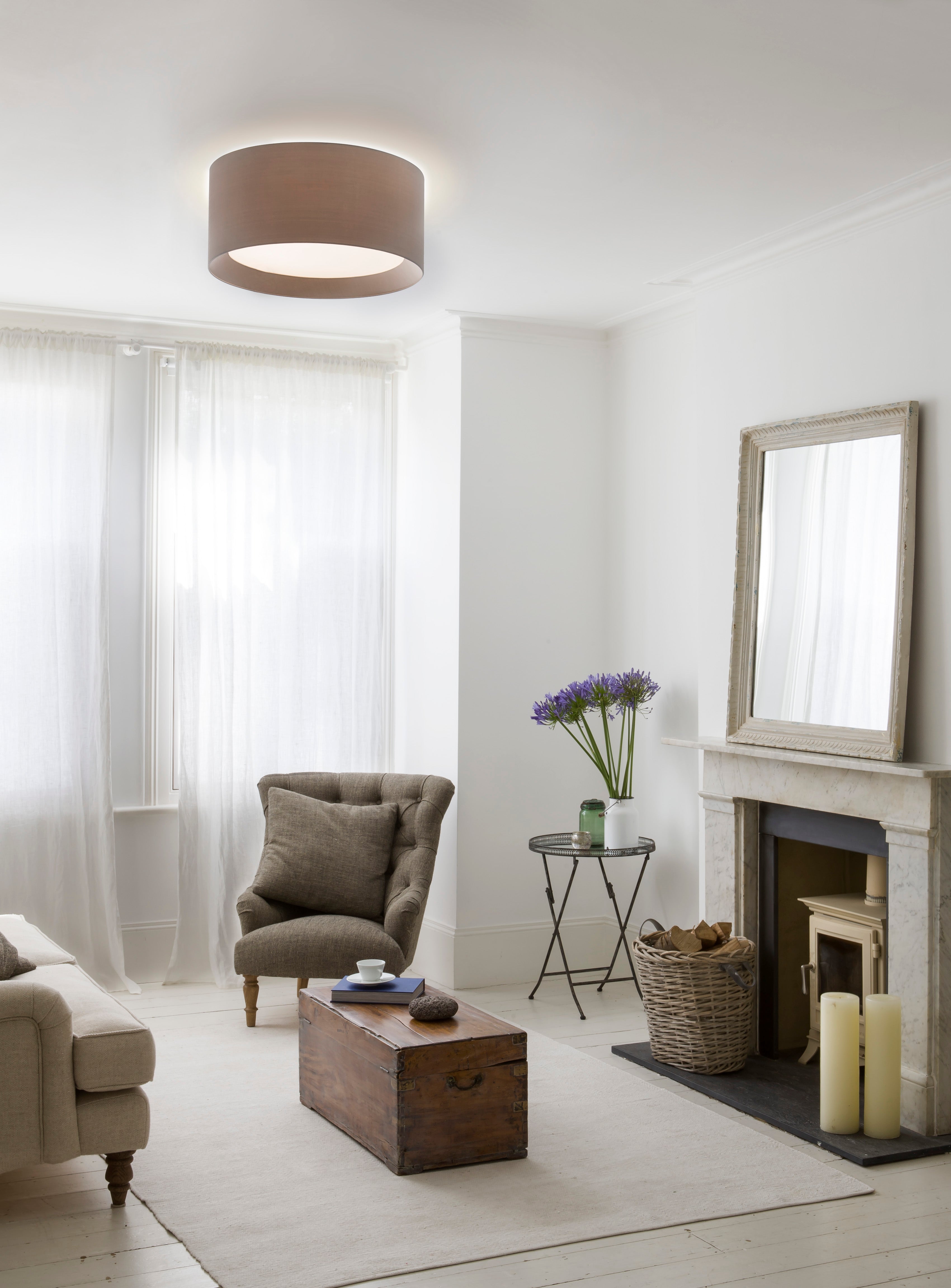 Bevel Round 450/600 Shade- Oyester/White Finish