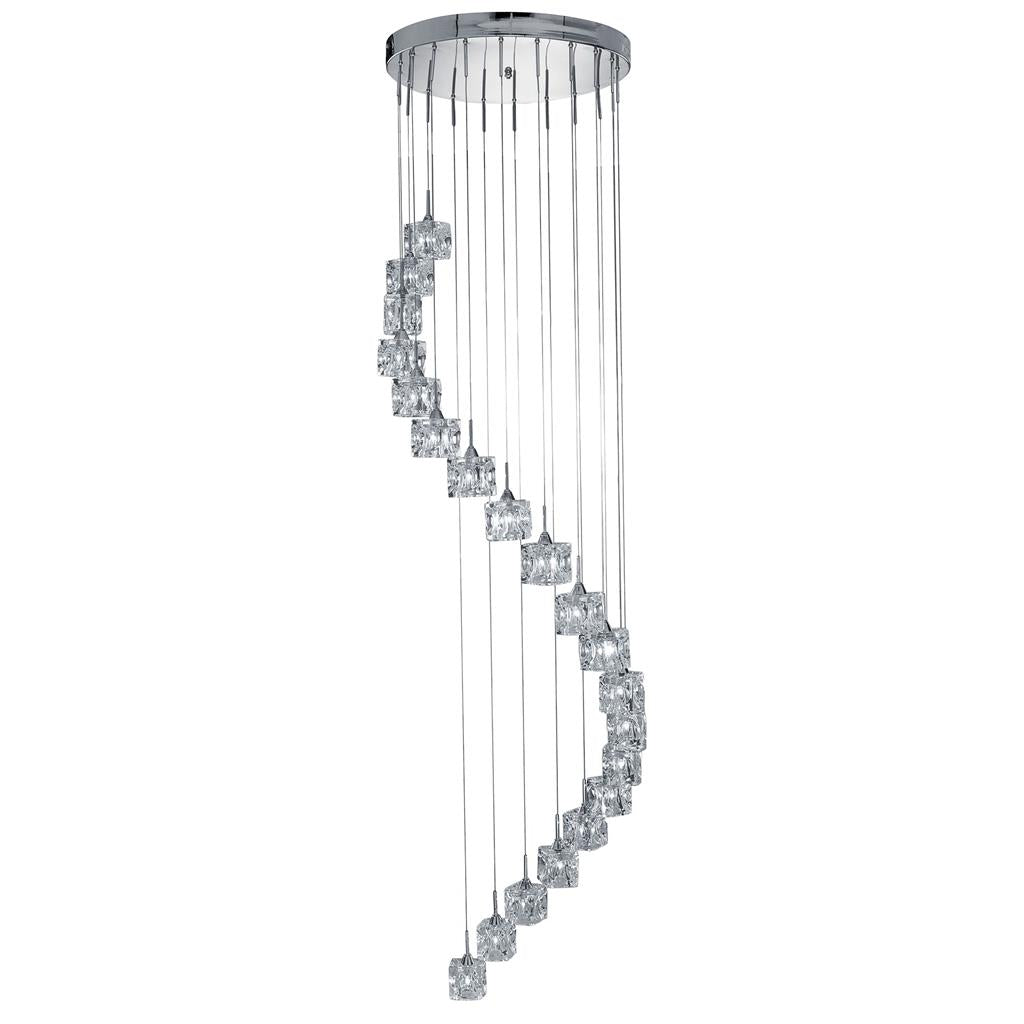 Ice Cube 5/8/20Lt Multi-Drop Pendant - Chrome Metal & Glass Integrated LED